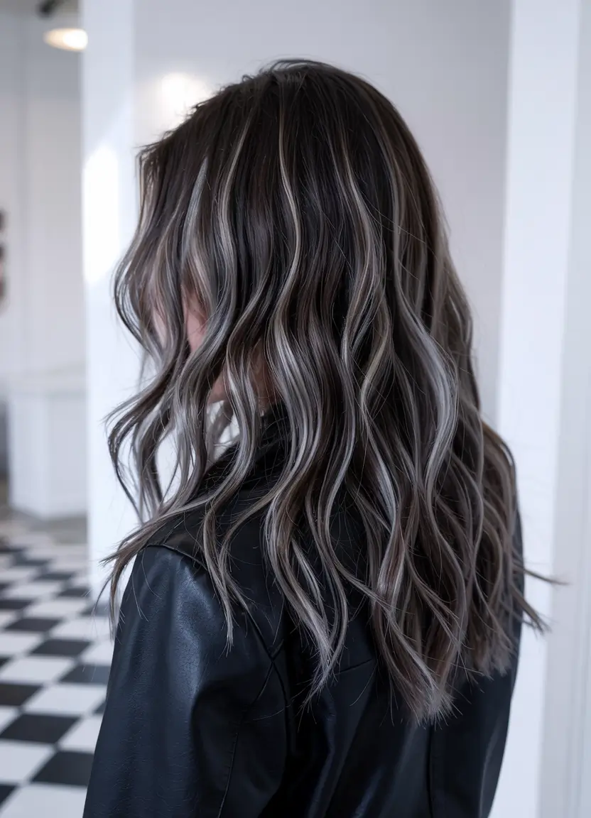 dark brown hair color 2026 soft waves steel glow