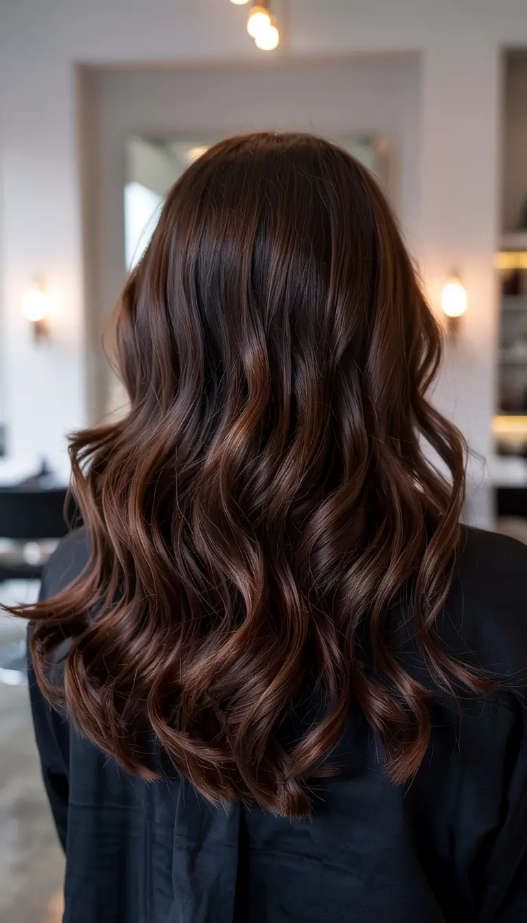 dark brown hair color 2026 classic luxe curls