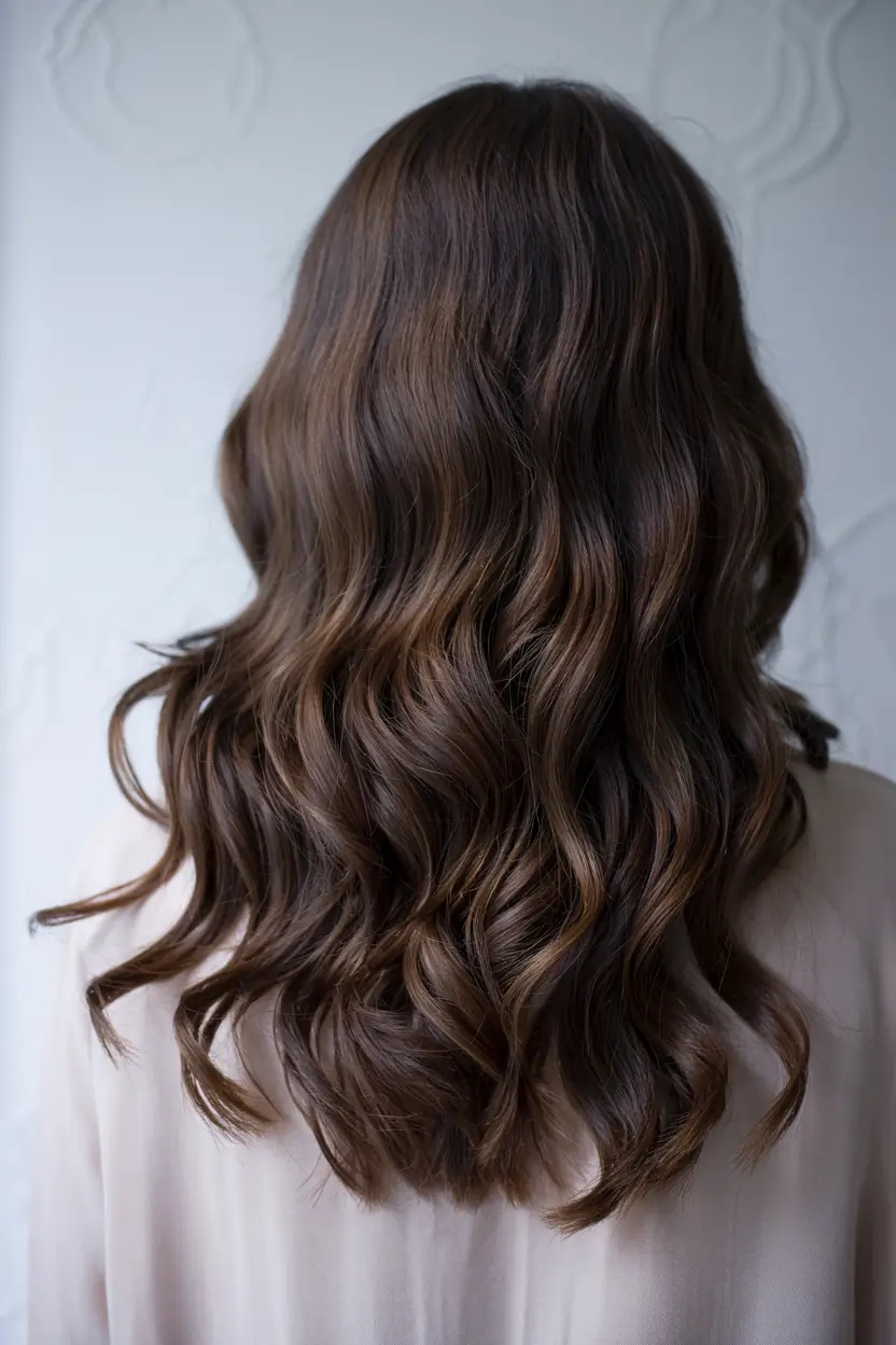 dark brown hair color 2026 maple sheen layers