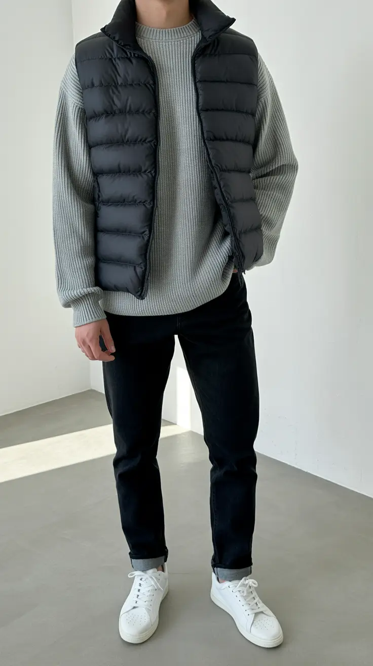 Formal outfits for men 2026 Monochrome Balance The Timeless Puffer Remix