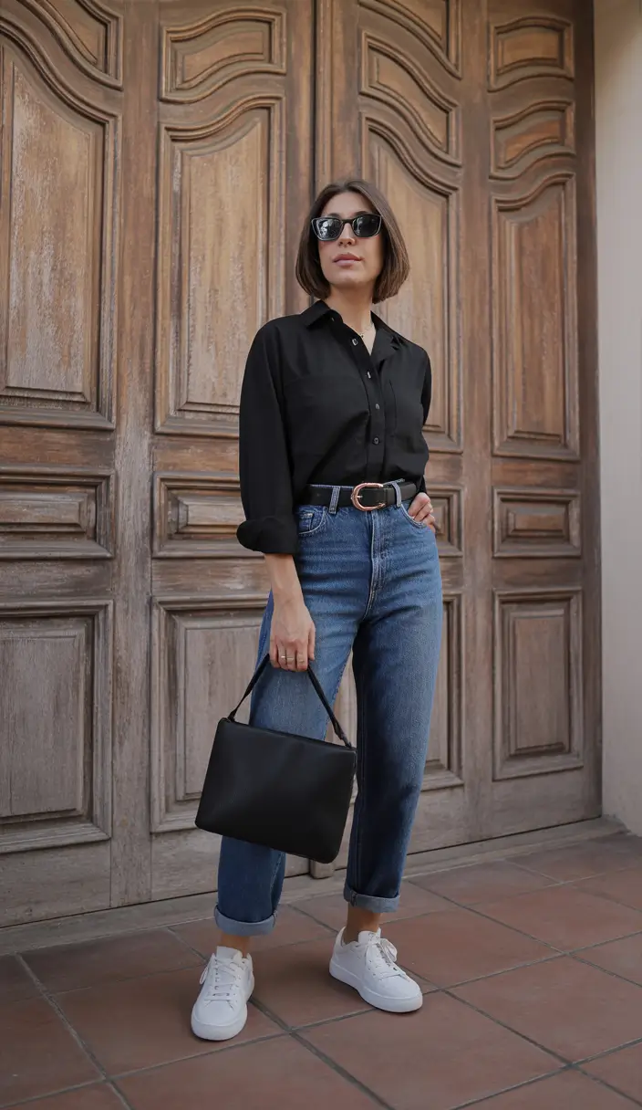 jeans outfits casual Black Elegance Meets Everyday Denim