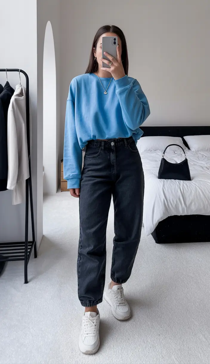 jeans outfits women Soft Streetwear in Blue Tones