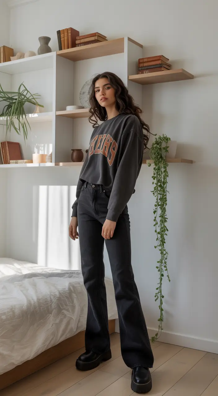 jeans outfits women Retro Vibes Meet Graphic Ease