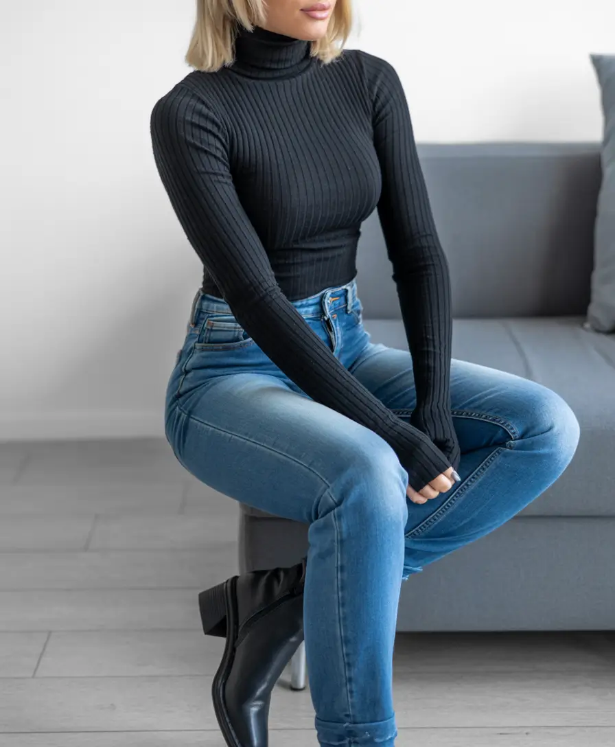 jeans outfits women Refined Comfort in Monochrome