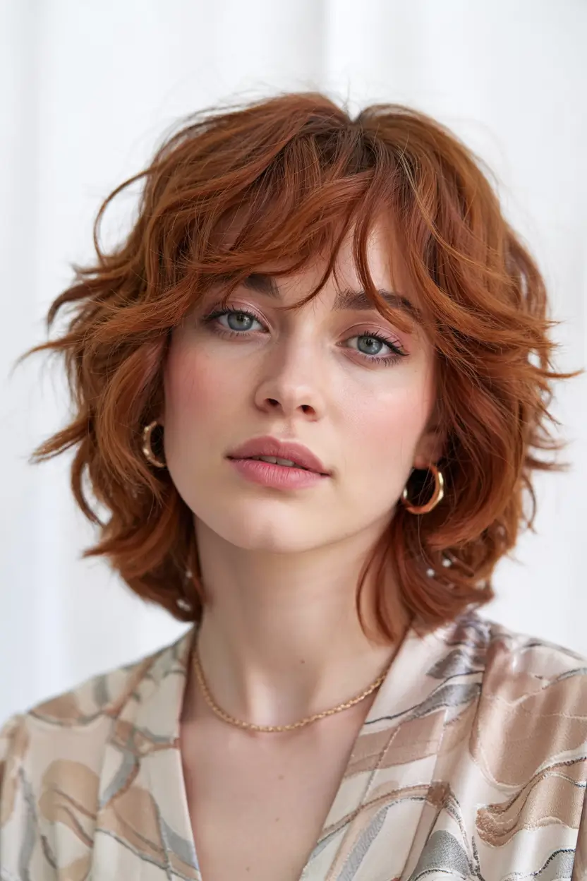 choppy bob haircuts 2026 soft auburn bob with volume layers
