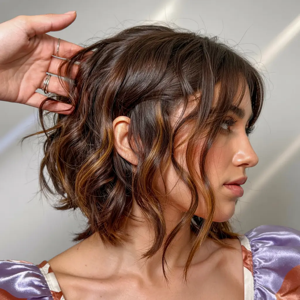 choppy bob haircuts 2026 honey brown bob with subtle highlights