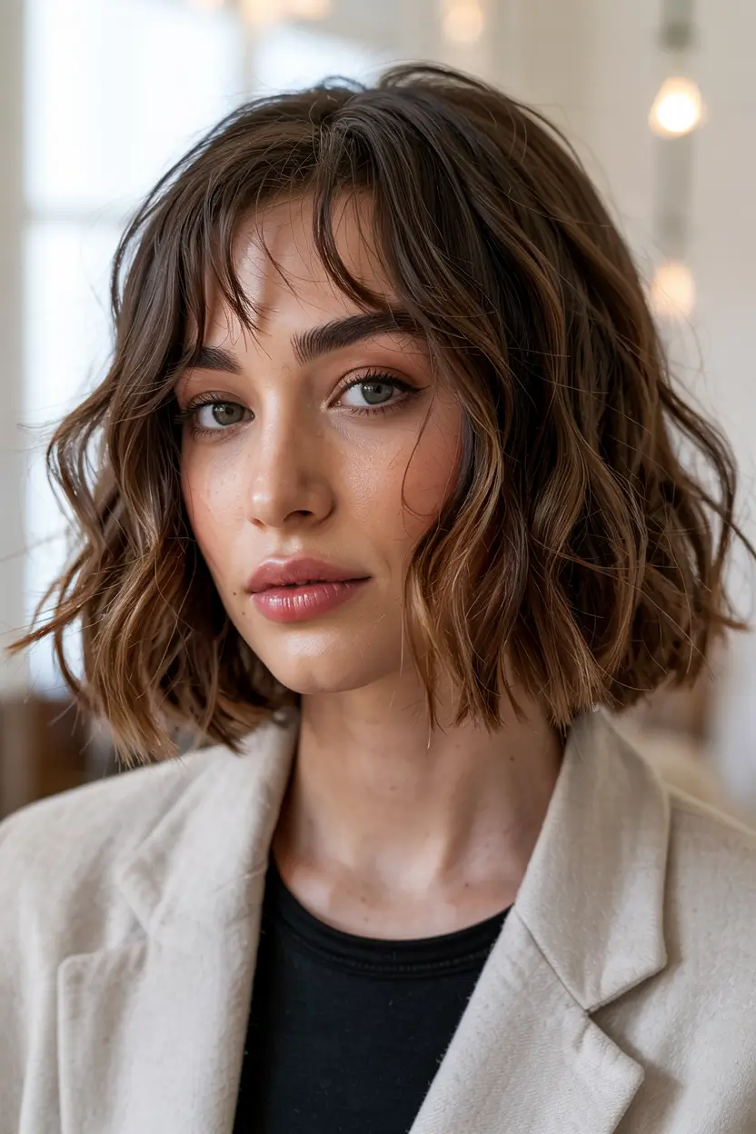 choppy bob haircuts 2026 chic caramel textured bob