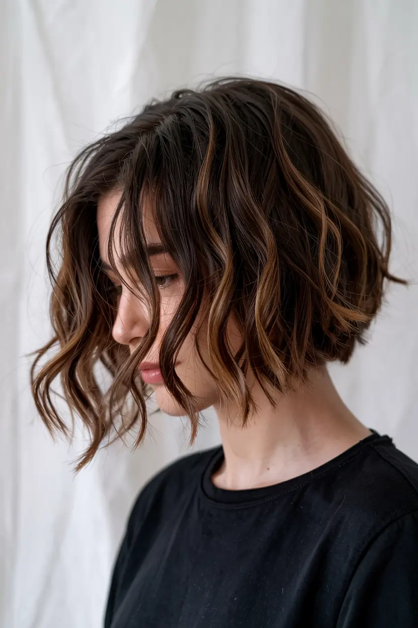 choppy bob haircuts 2026 chocolate swirl bob