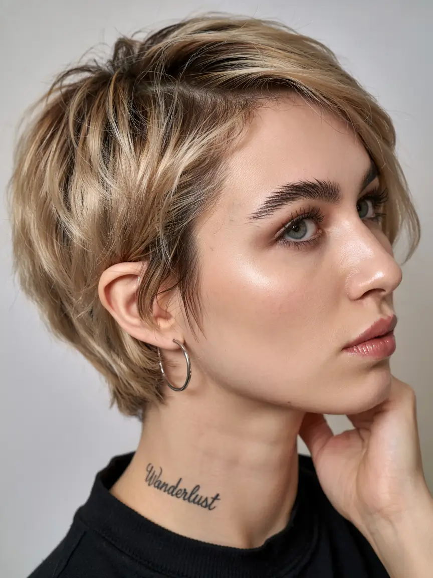 choppy bob haircuts 2026 textured pixie bob with highlights