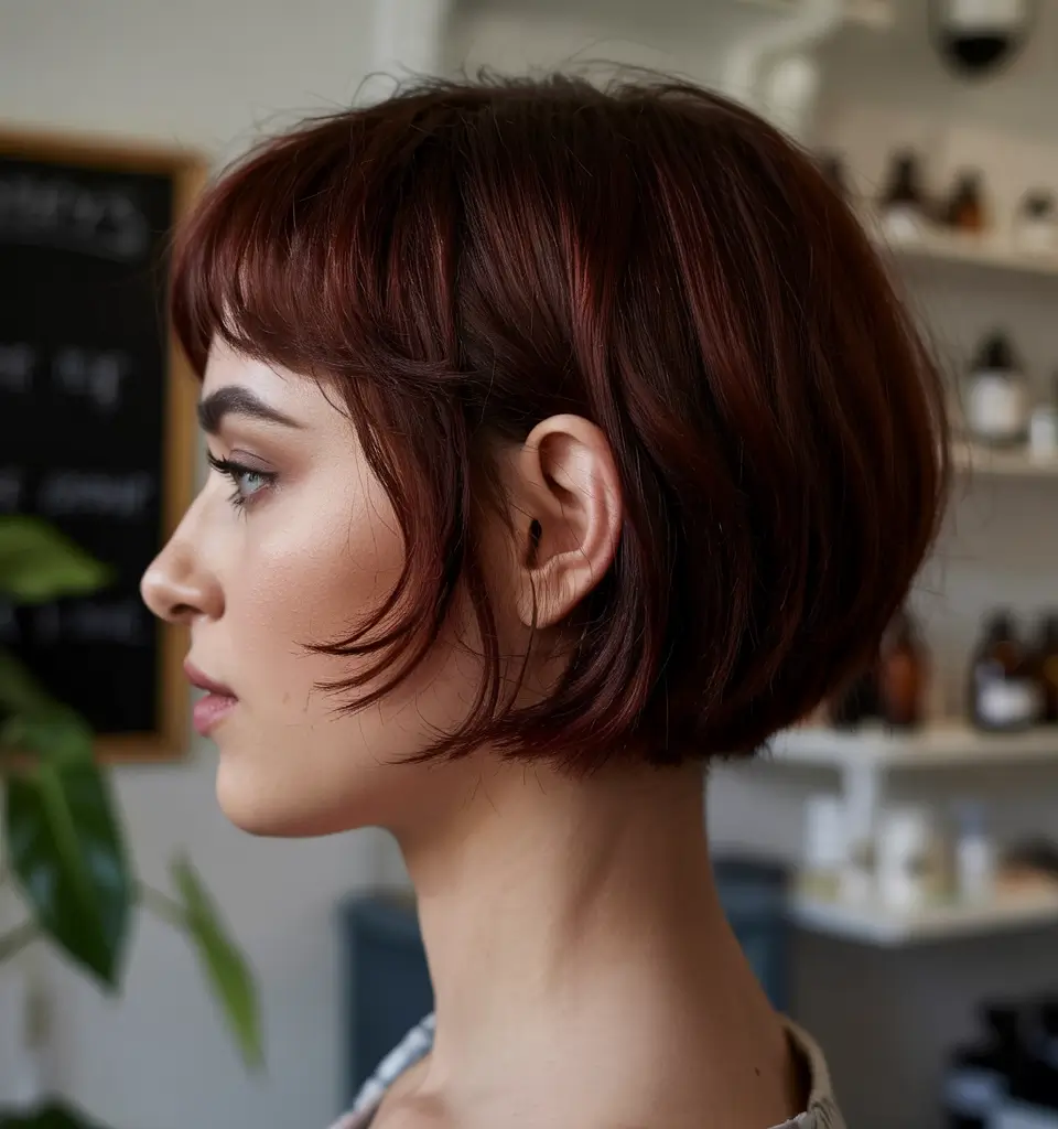 choppy bob haircuts 2026 vintage copper bob with micro fringe