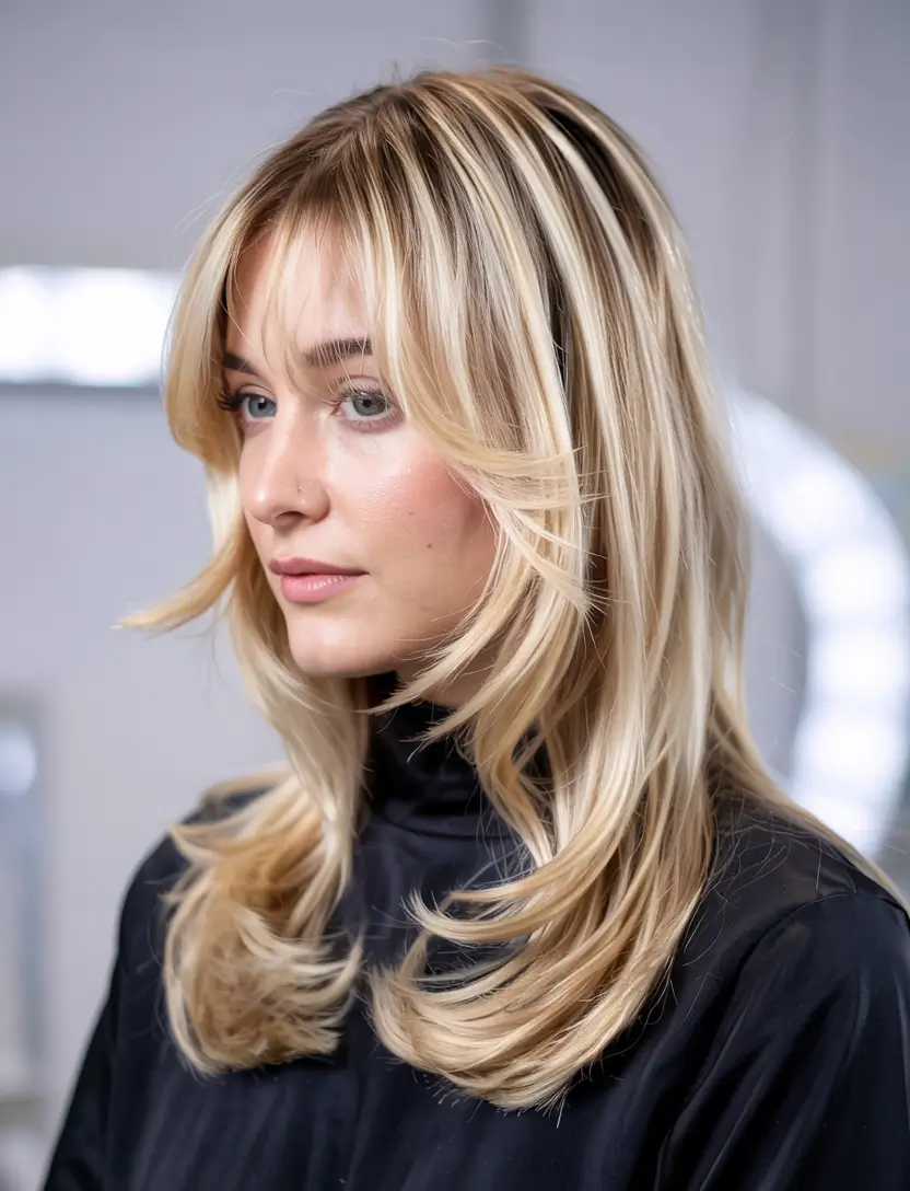 haircuts for long hair 2026 Soft Blonde Flick Layers