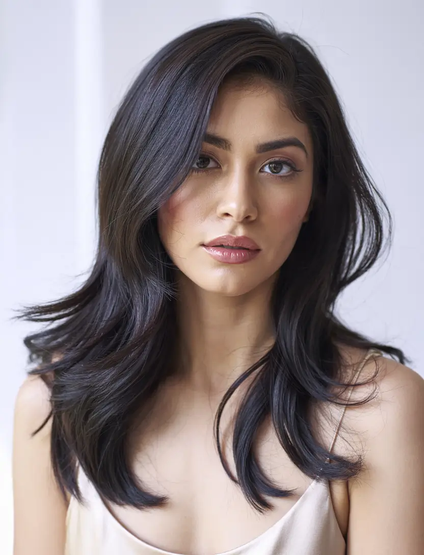 haircuts for long hair 2026 Glossy Brunette Layers