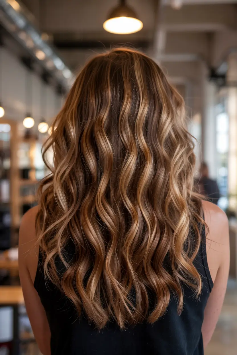 haircuts for long hair 2026 Honey Blonde Balayage Waves