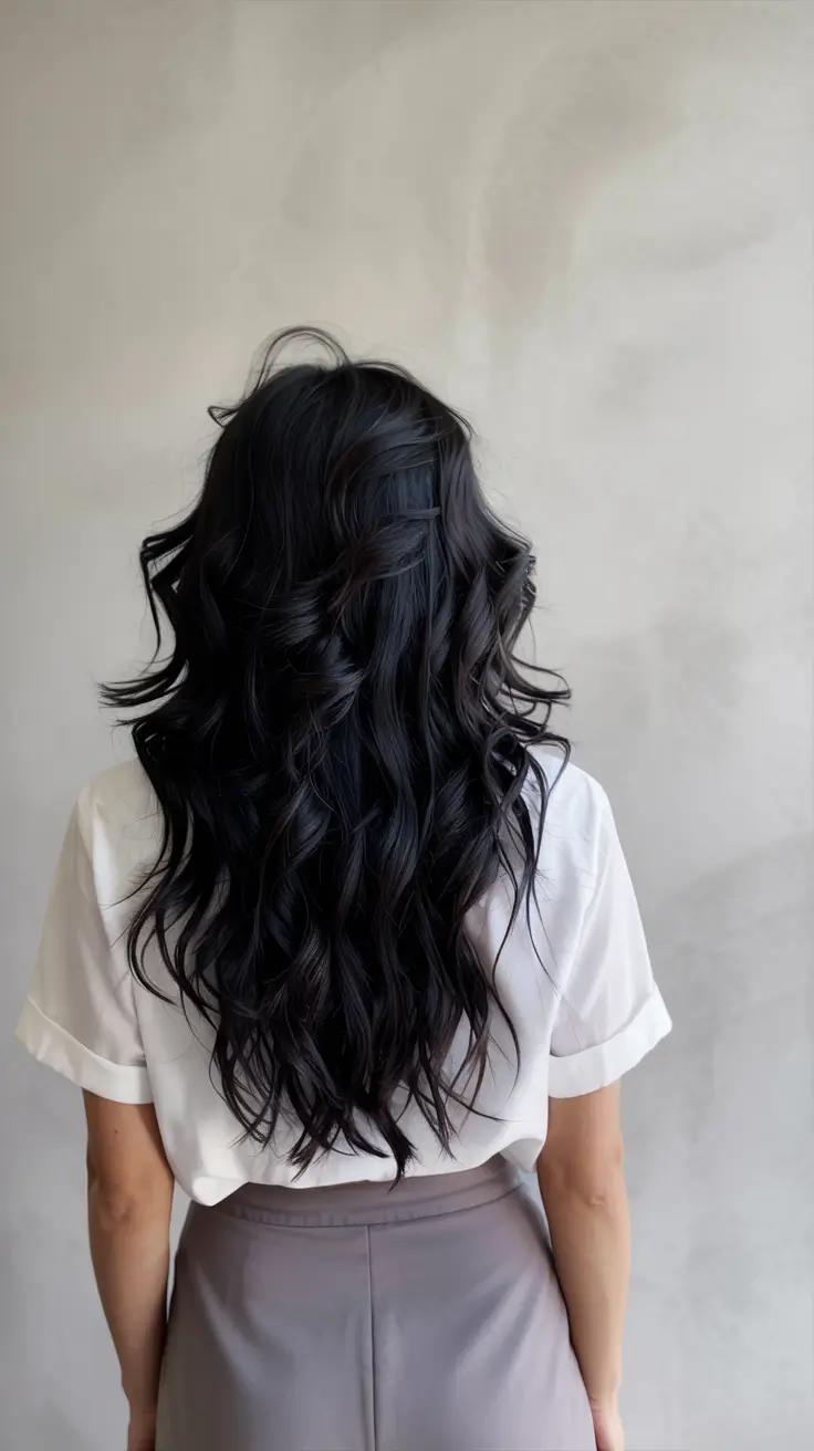 haircuts for long hair 2026 Midnight Black Volume Layers