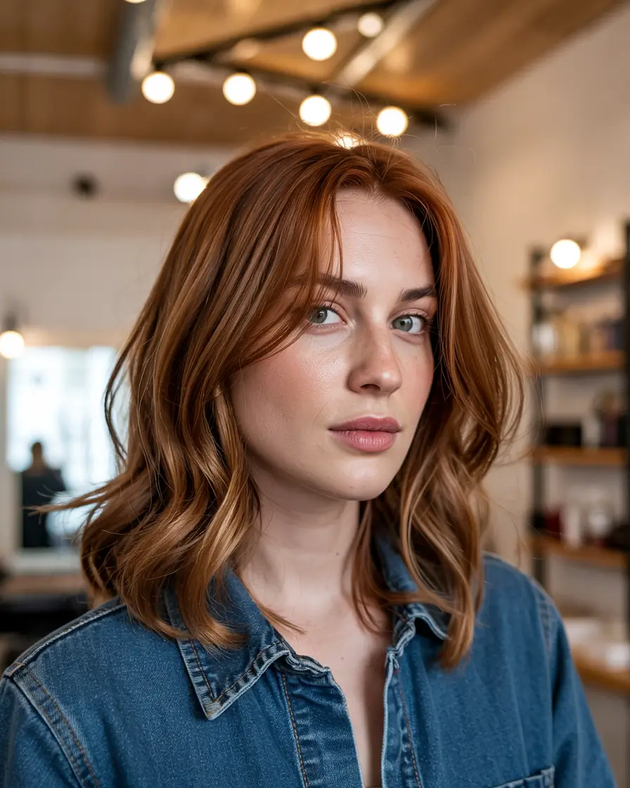haircuts for medium hair wavy Warm Cinnamon Waves