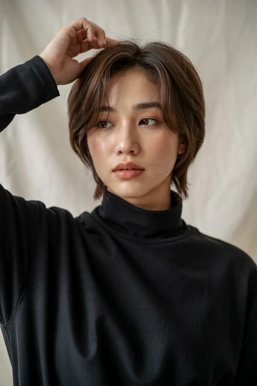 haircut for round face short Short Shag Pixie Mix