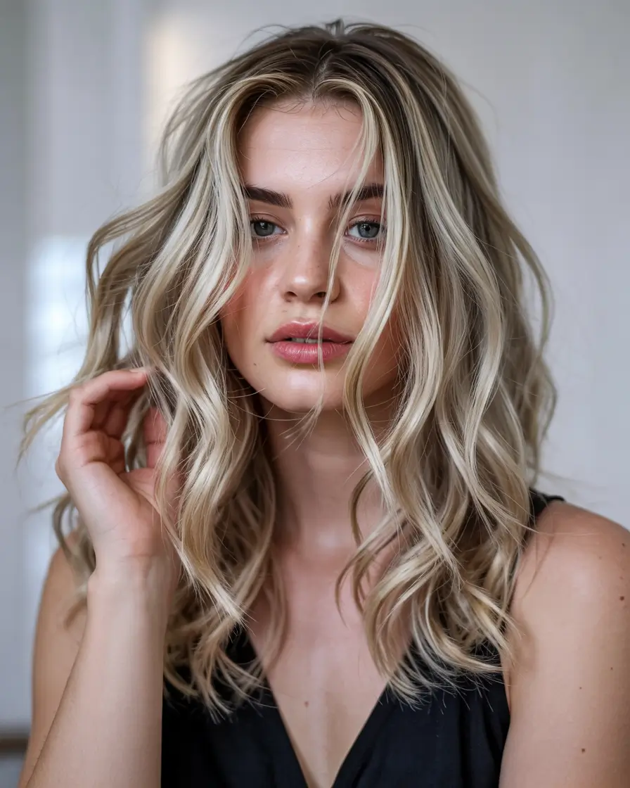 haircuts for thin fine hair medium long Soft Beachy Waves with Face Framing Flow