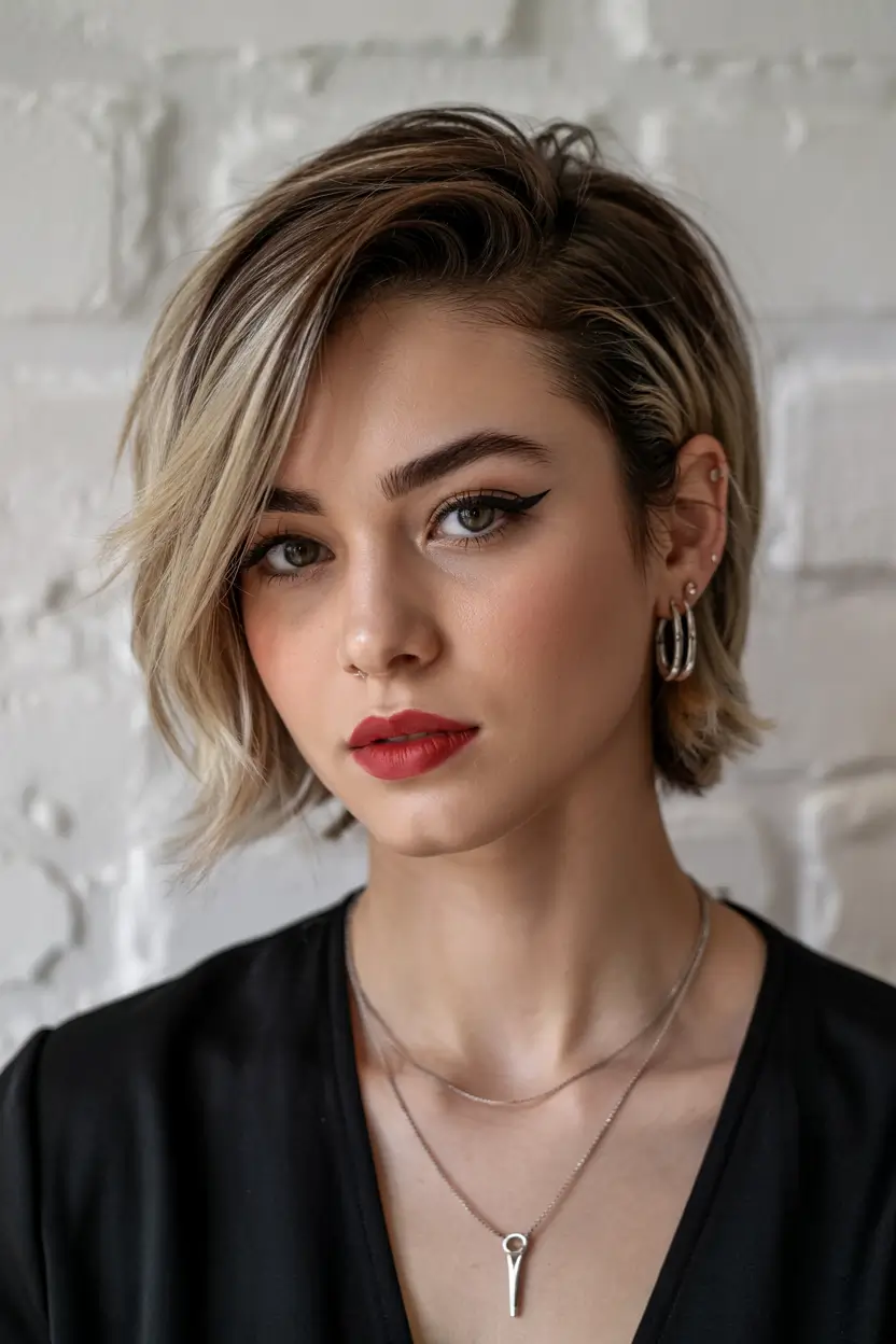 pixie haircuts Side-Swept Blonde Confidence