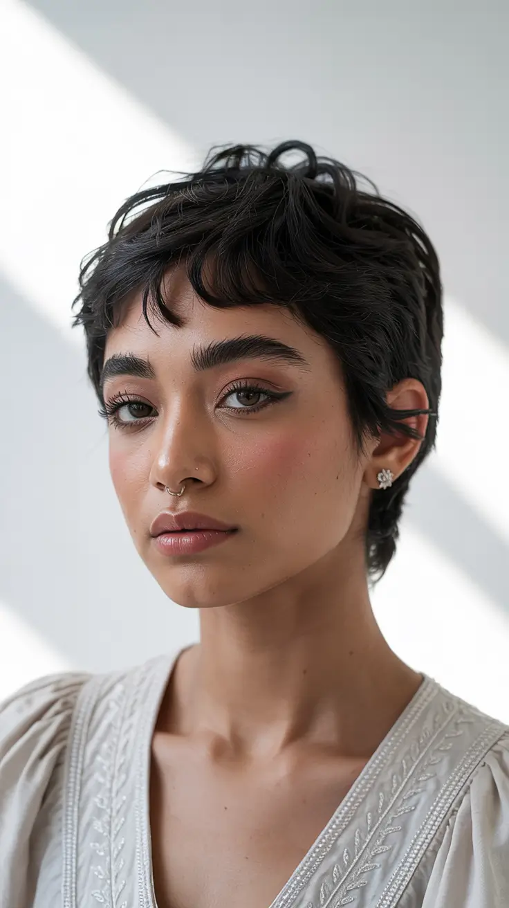pixie haircuts Dark Glossy Minimalism