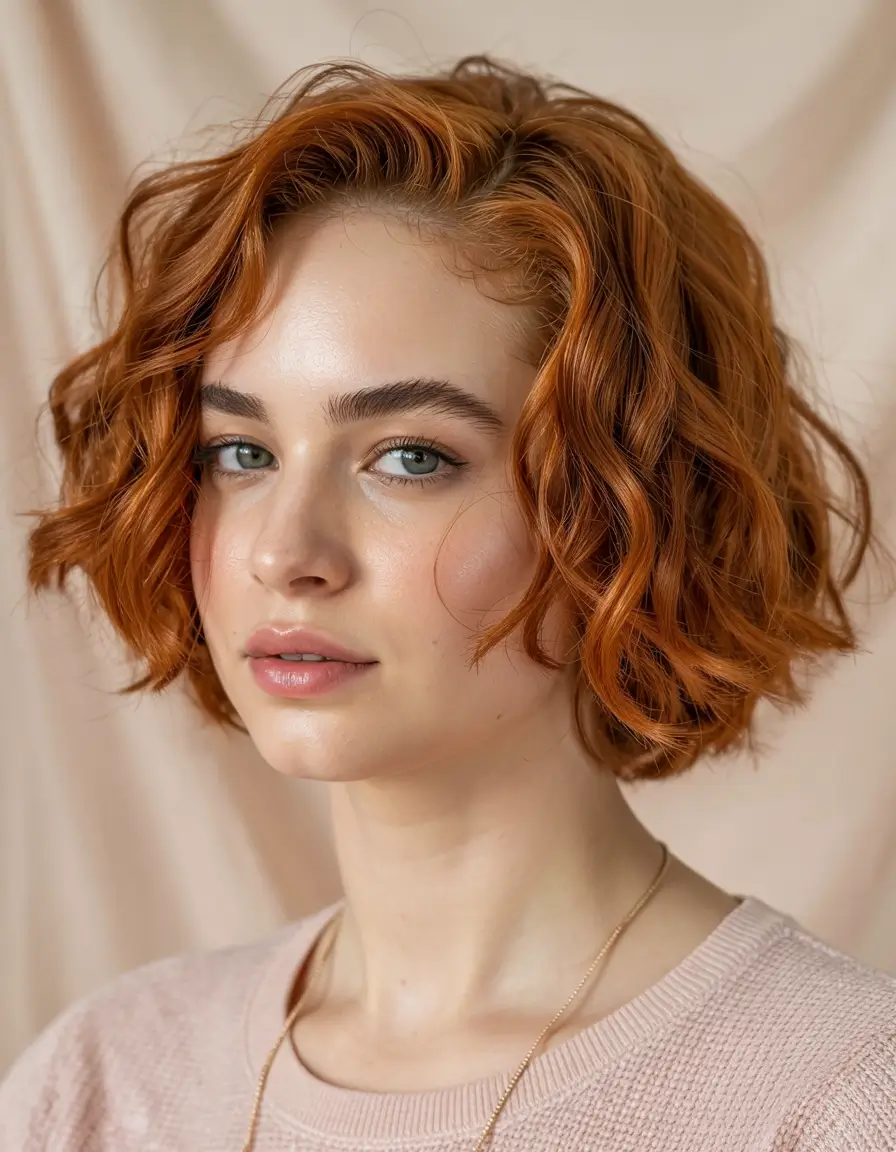 short haircuts for fine hair Soft Auburn Bob With Curtain Bangs