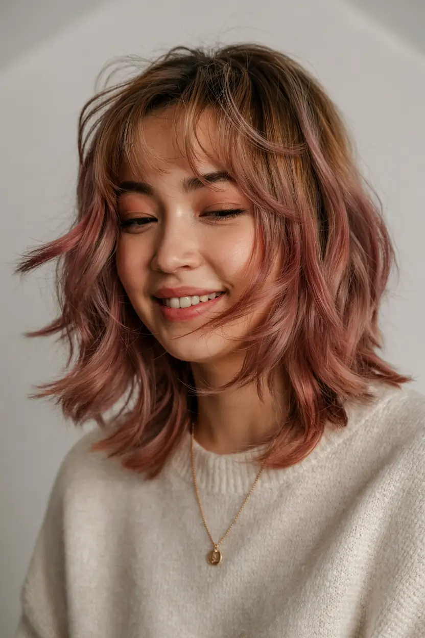 short haircuts with layers Soft Pink Layered Bob