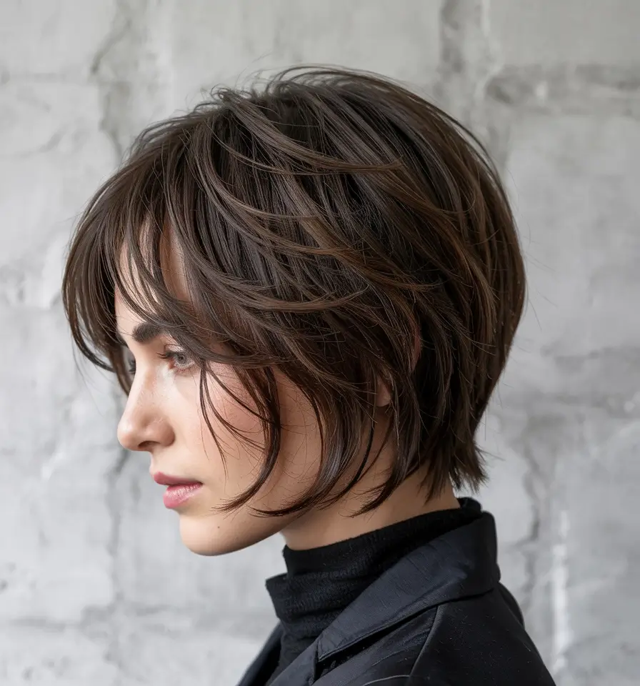 short haircuts for women Airy Textured Brunette Bob