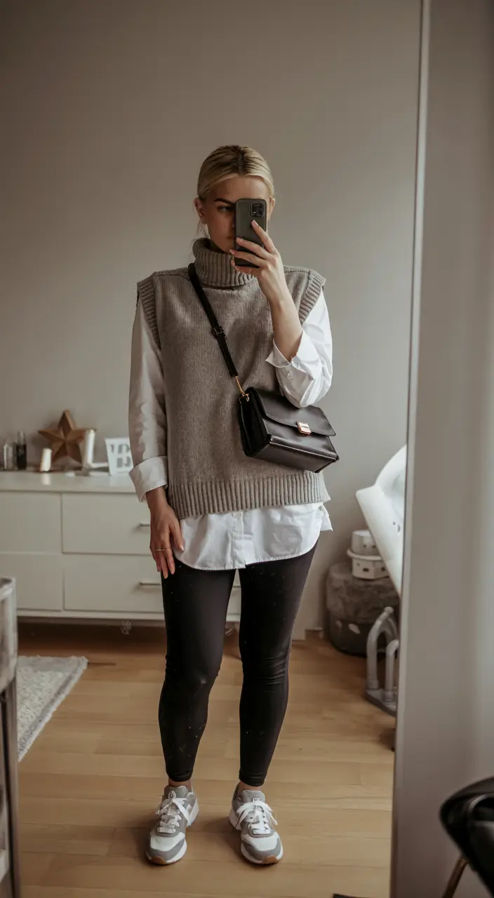 outfits layering winter Modern Preppy with a Casual Twist