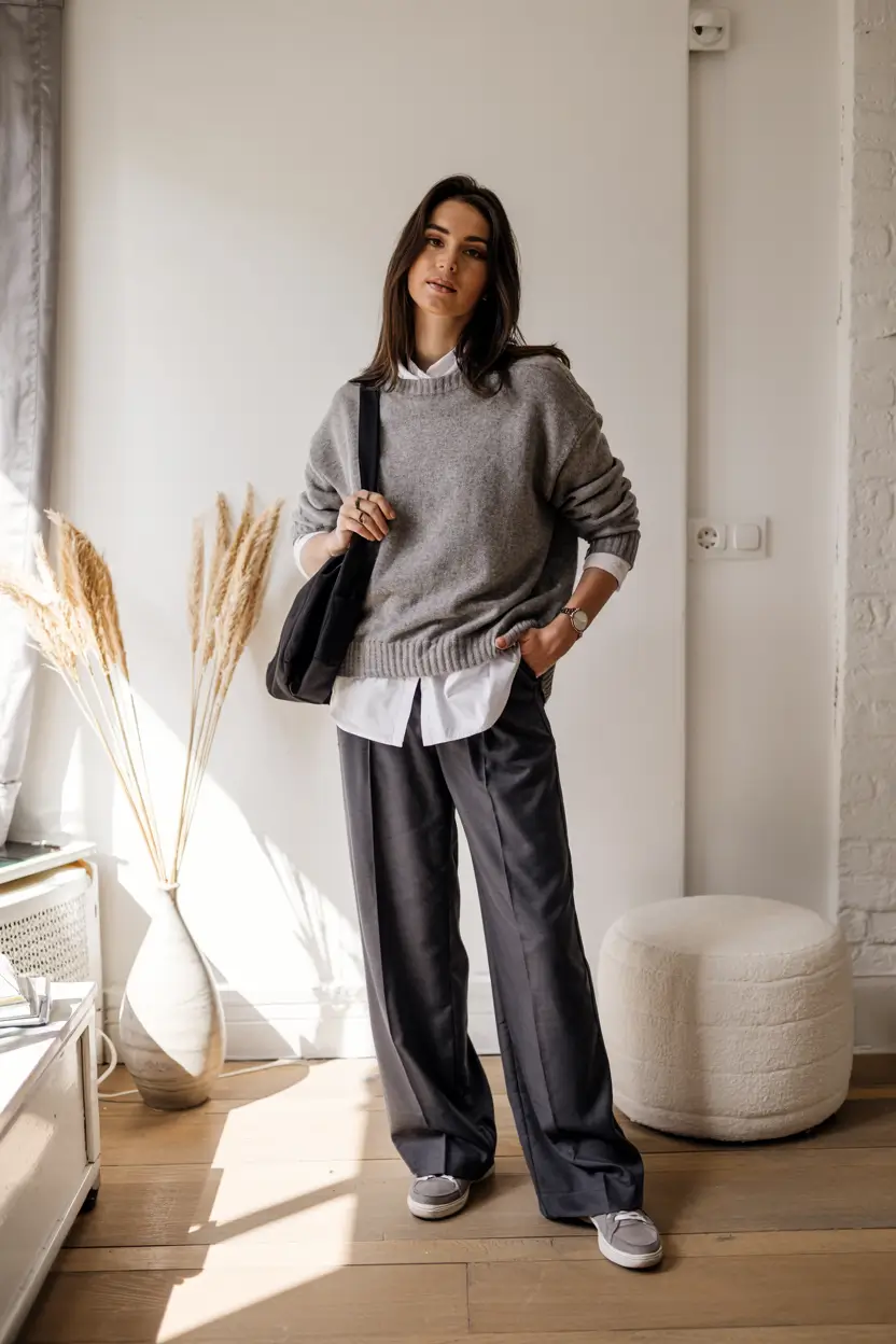 outfits layering winter Relaxed Elegance with Everyday Layers