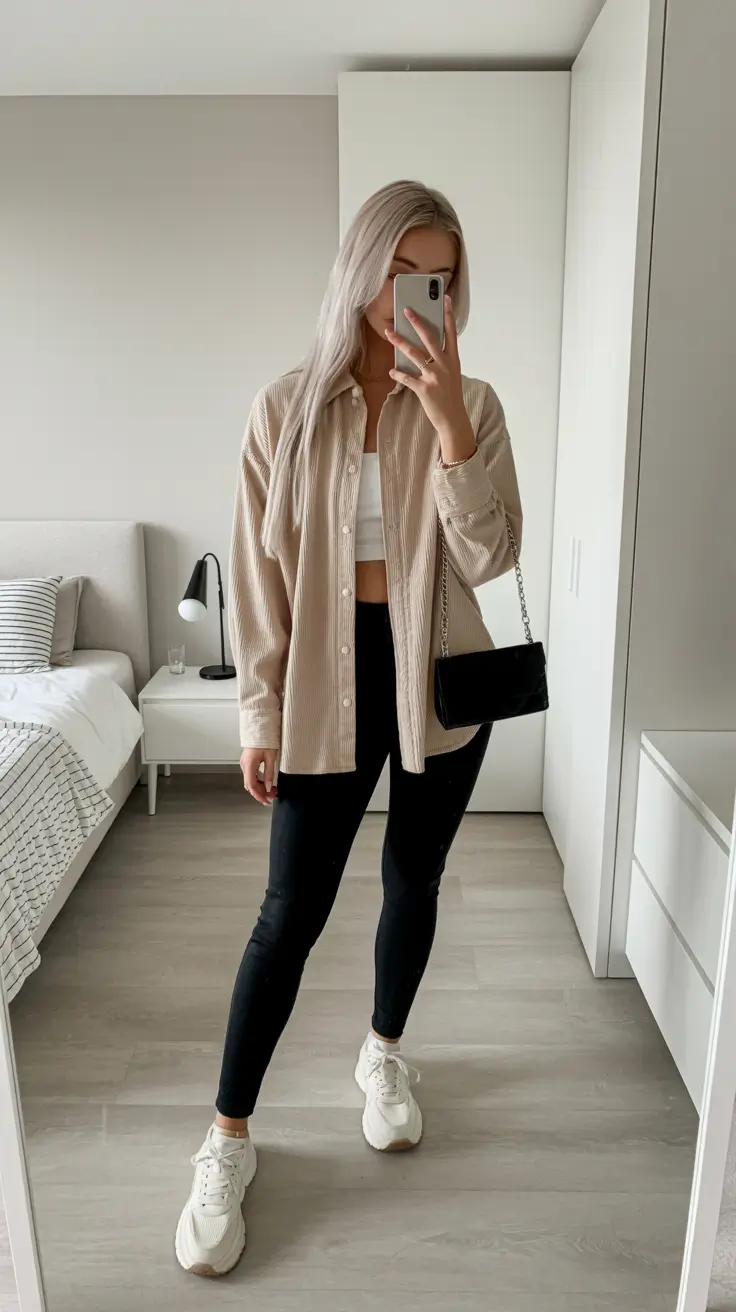 legging outfit inspiration 2026 Warm Corduroy Charm