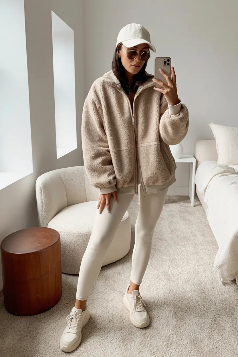 legging outfits cute Soft Cream Athleisure