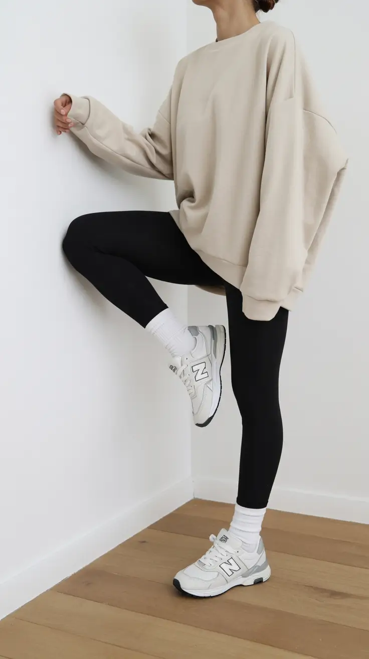 legging outfit inspiration 2026 Neutral Street Ease