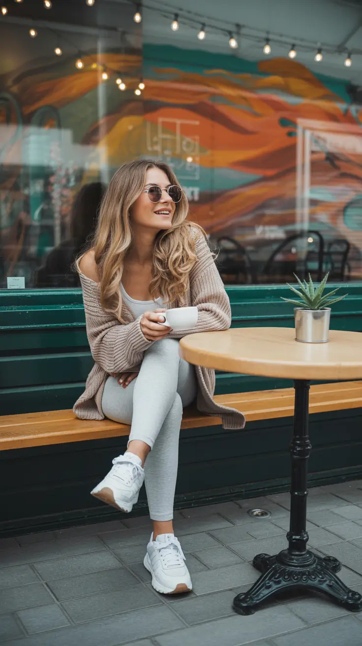 legging outfit inspiration 2026 Soft Cafe Neutrals