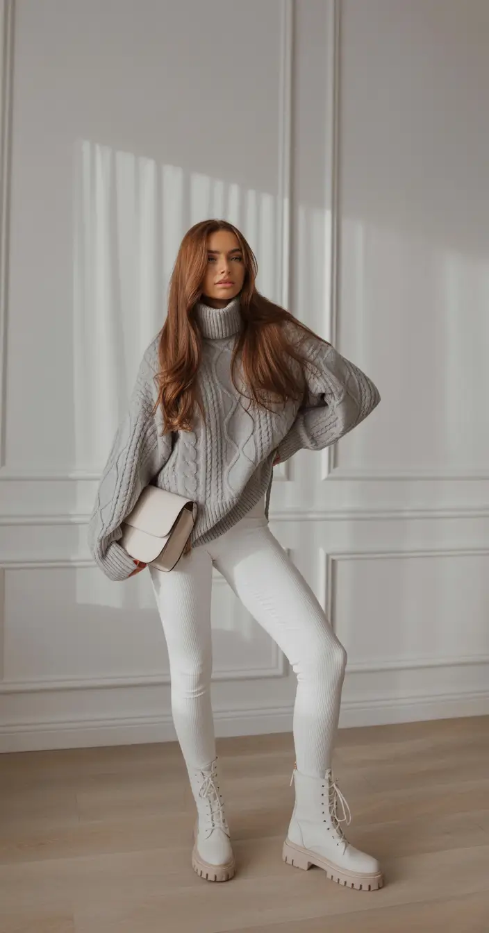 legging outfit inspiration 2026 Winter Texture Harmony