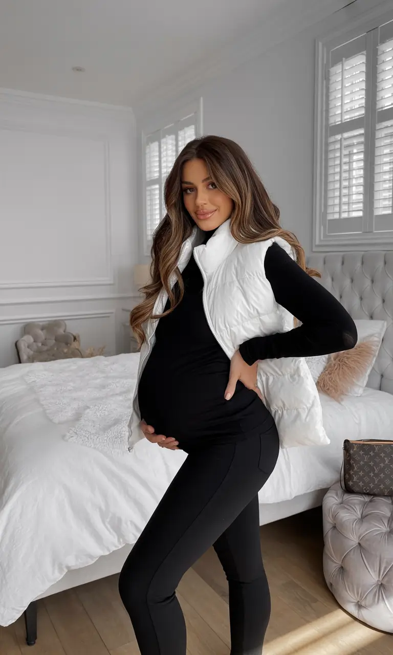 pregnancy outfits winter Sporty Contrast in Monochrome