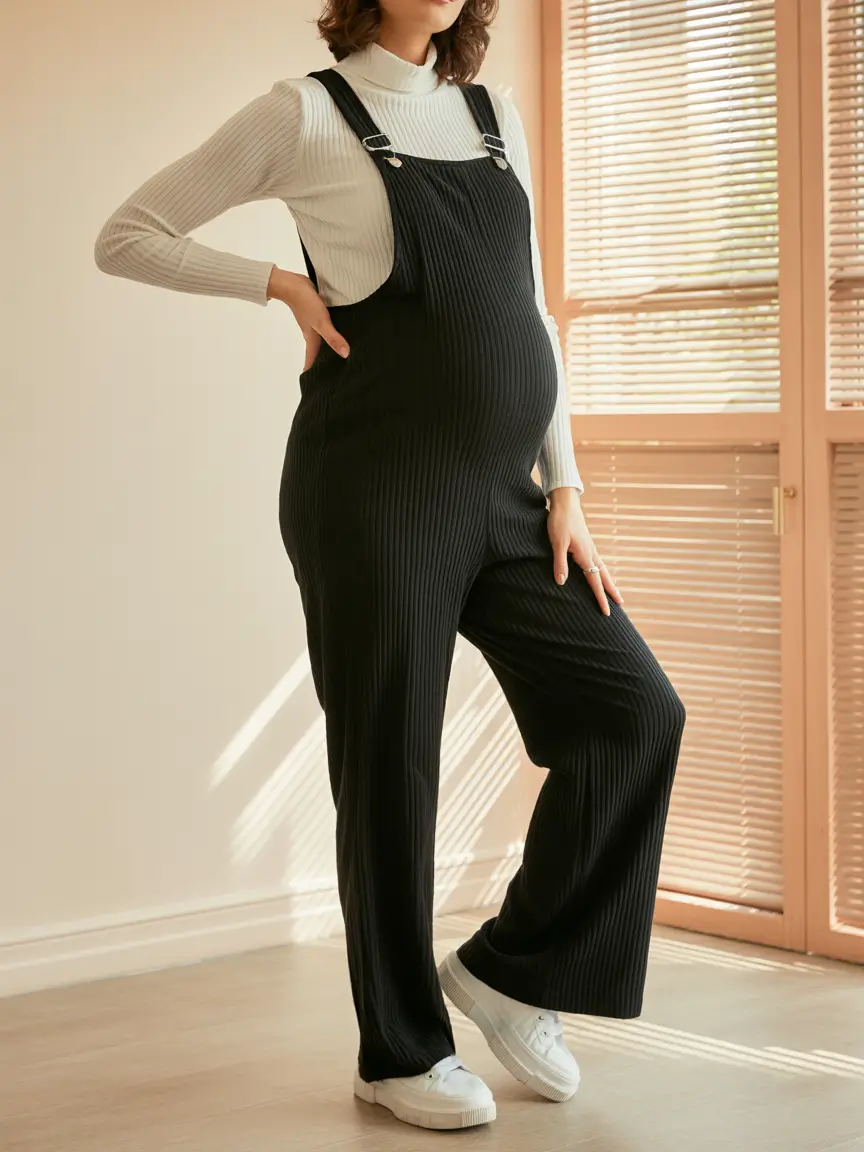 pregnancy outfits wintermodest Ribbed Jumpsuit Revival