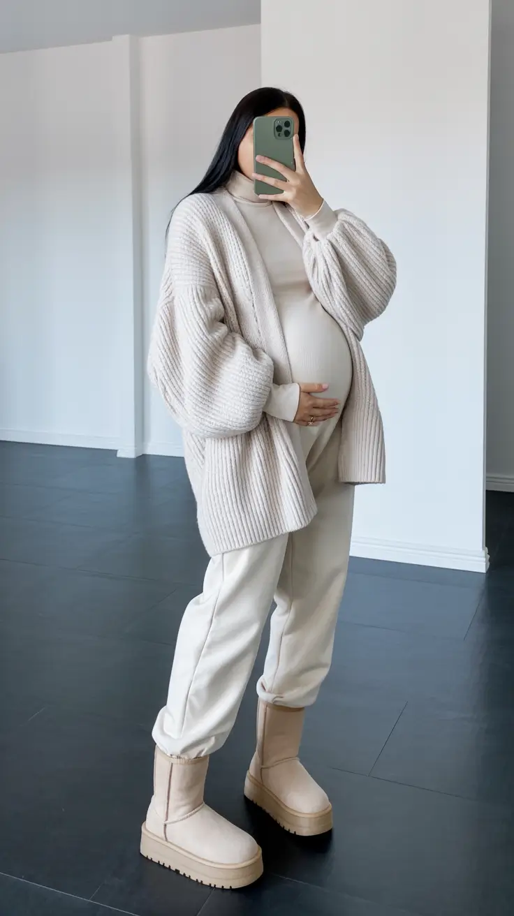pregnancy outfits winter Soft Minimalism Indoors