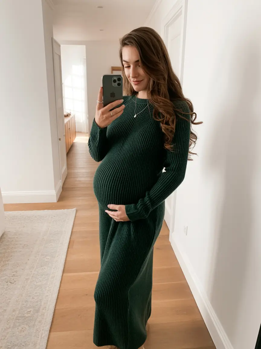 pregnancy outfits wintermodest Forest Green Serenity
