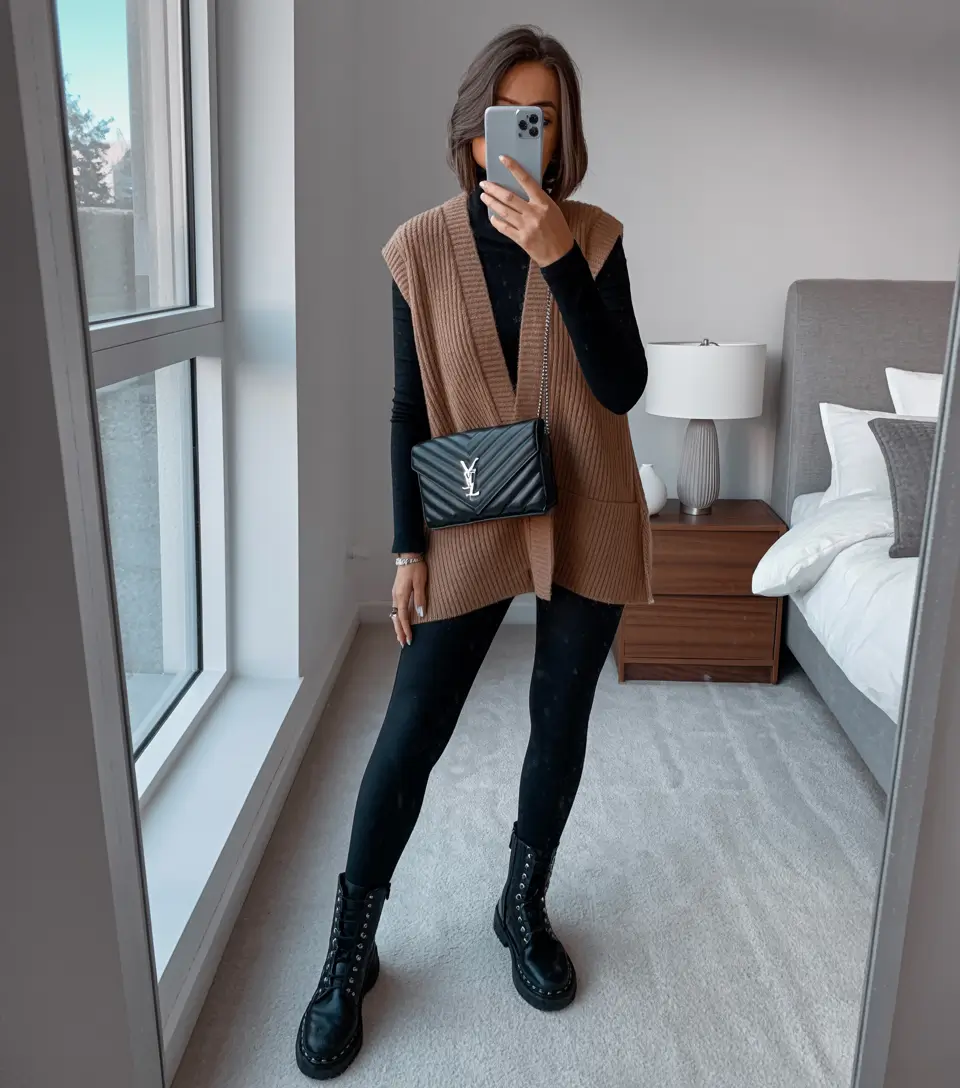 mom outfits winter Layered Warmth with a Chic Twist