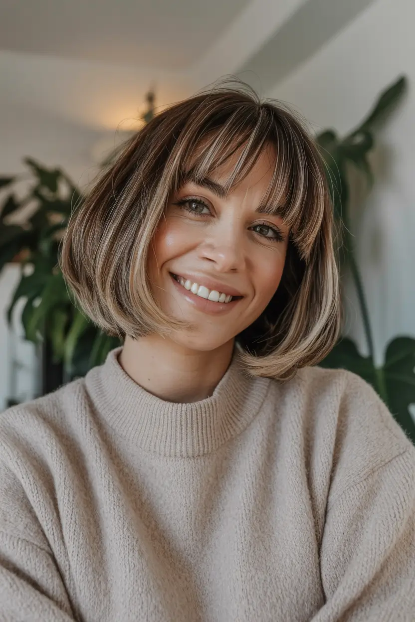 bob haircut 2026 Textured Bob With Natural Bangs