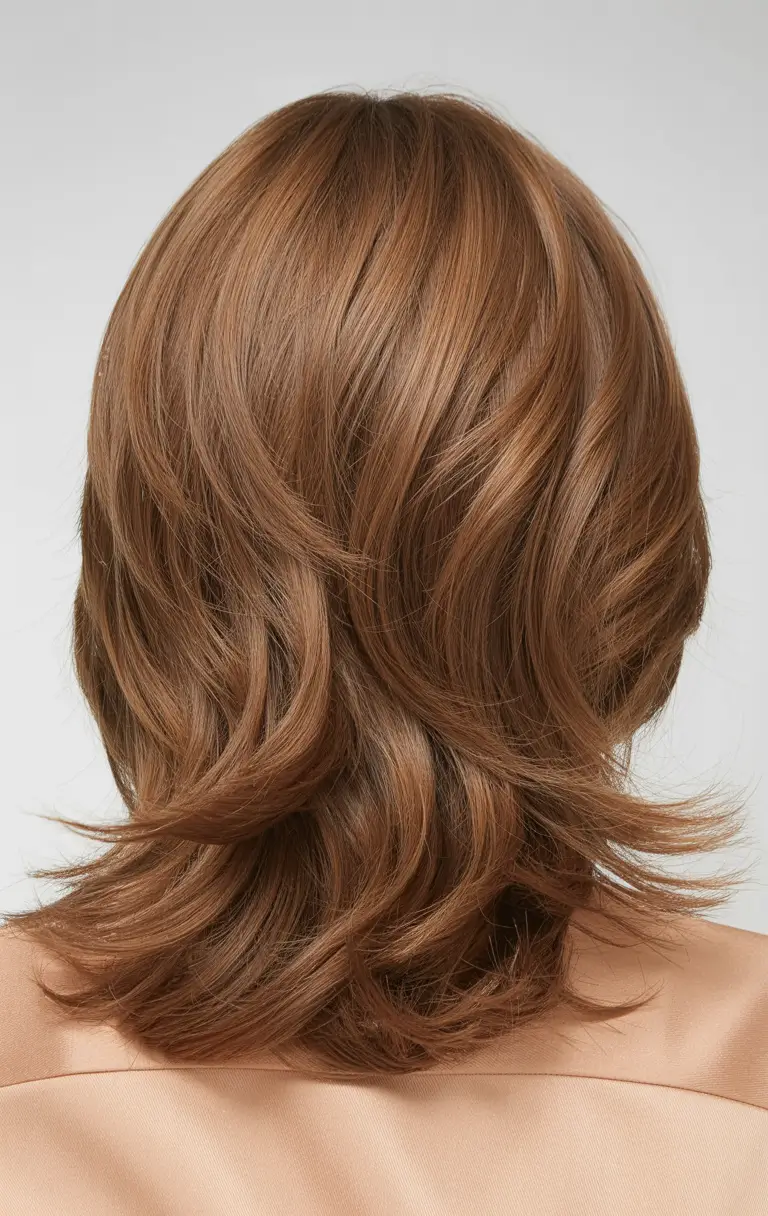 haircut for medium length hair Soft Layers and Caramel Warmth