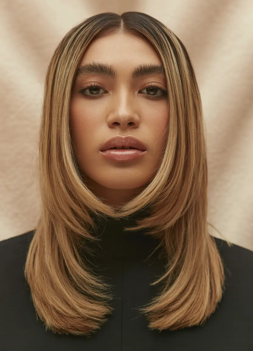 Butterfly haircut Golden Contour Layers