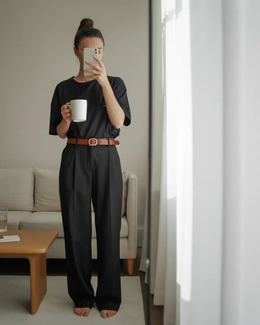 office outfits women Relaxed Monochrome for a Calm Morning
