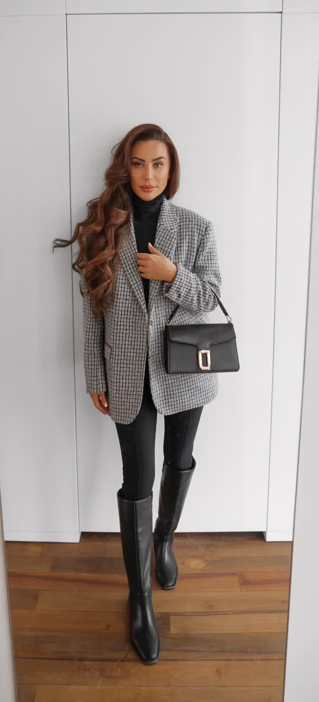 office outfits women Classic Plaid with a Modern Edge