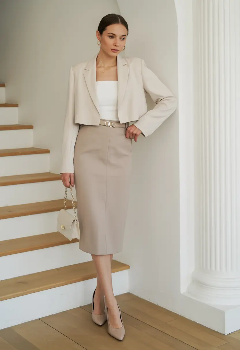 office outfits women Modern Elegance in Neutrals