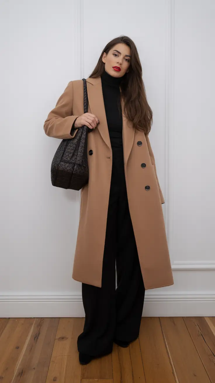 old money outfits for women 2026 Timeless Camel Coats and Winter Black Foundations
