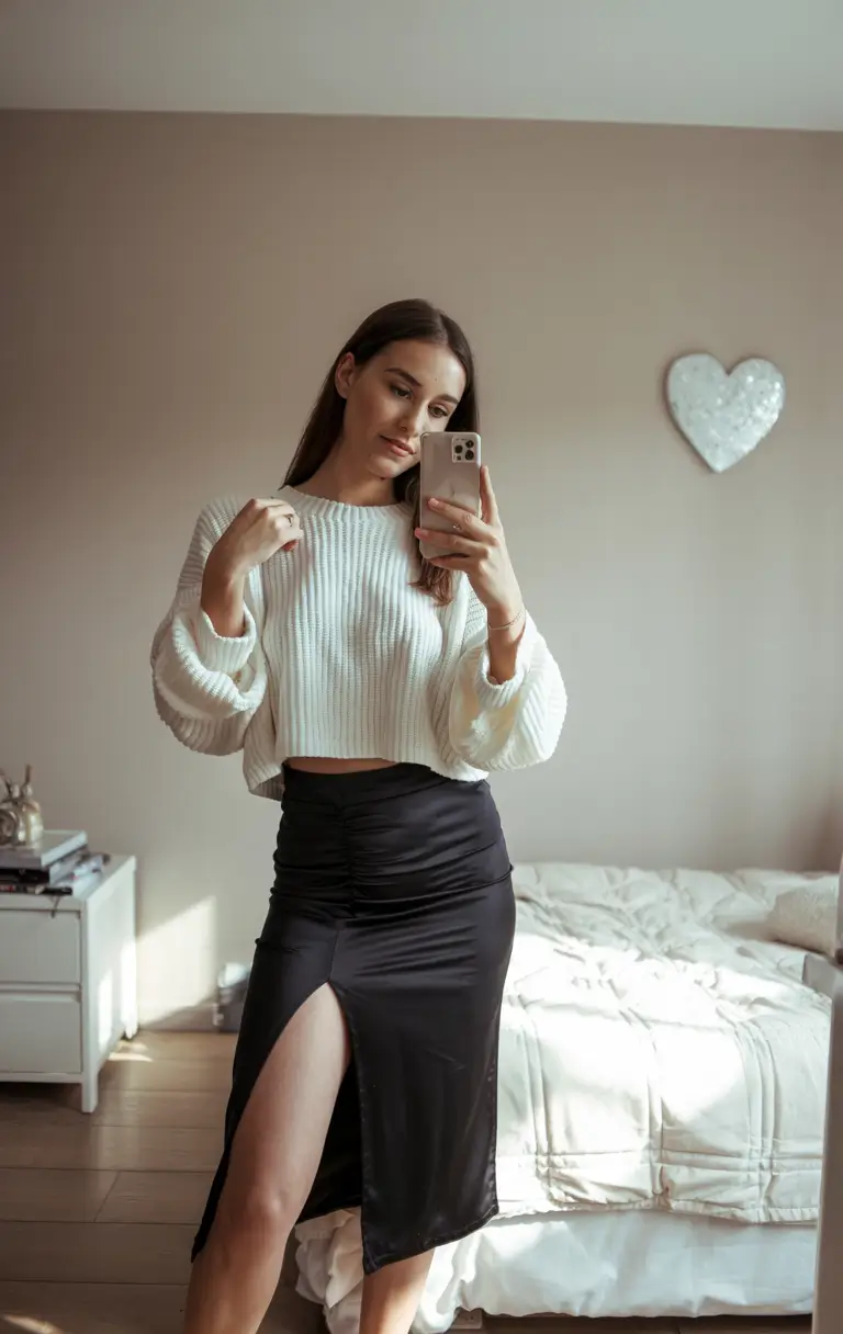 outfit ideas soft contrast glam