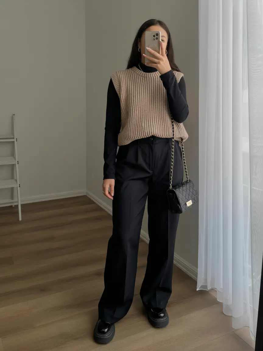 outfits for women over 40 classy Effortless Layers in Neutrals