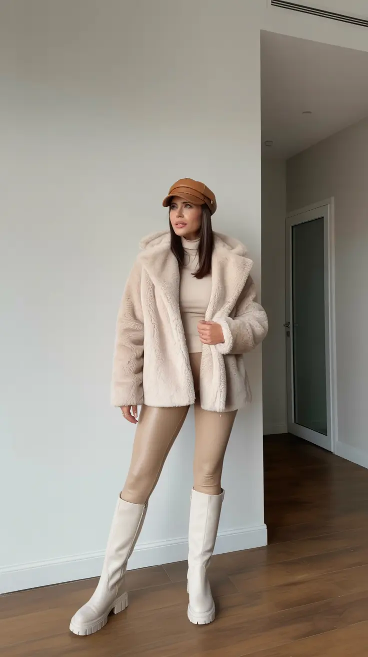 outfits for women over 40 winter Winter Luxe in Soft Neutrals