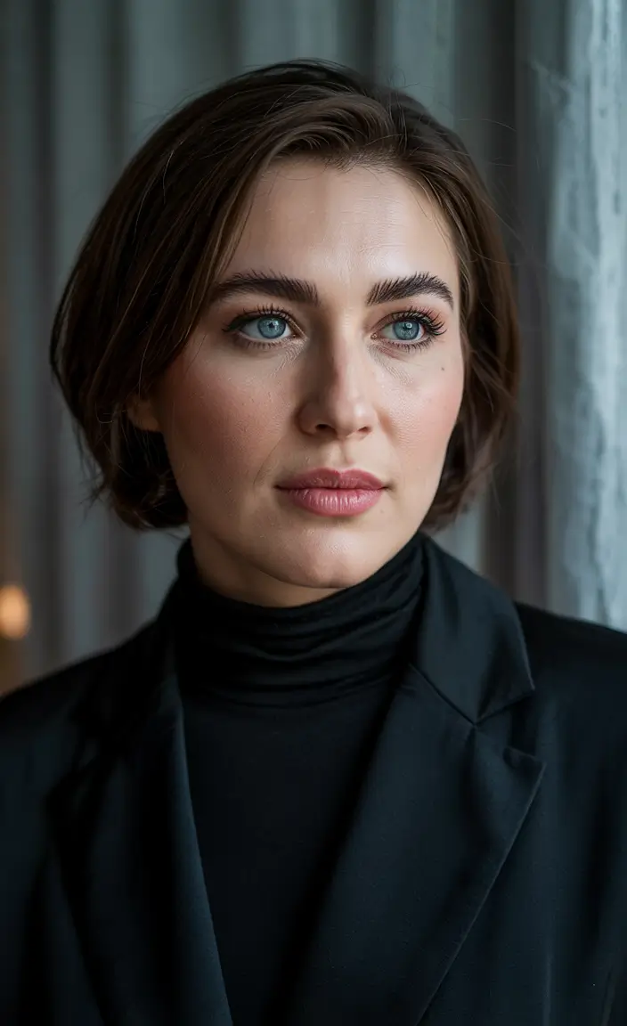 plus size women haircut inspiration 2026 Chic Espresso Bob with Sleek Finish