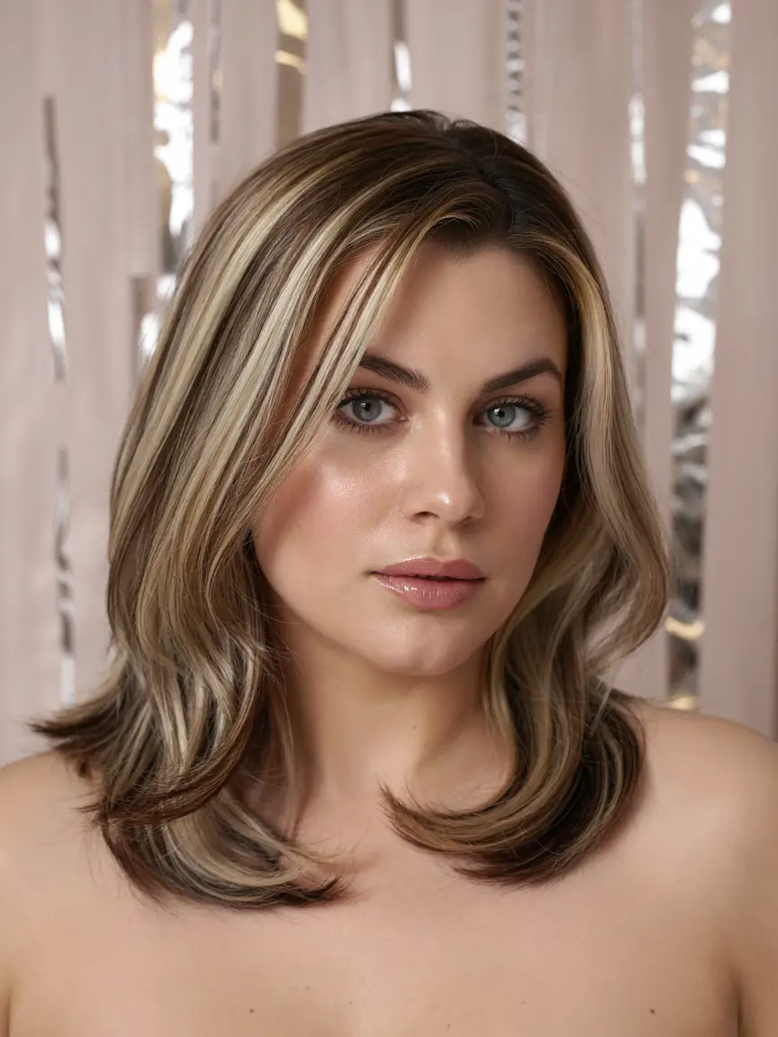 plus size women haircut inspiration 2026 Ash Blonde Layers with Face-Framing Highlights